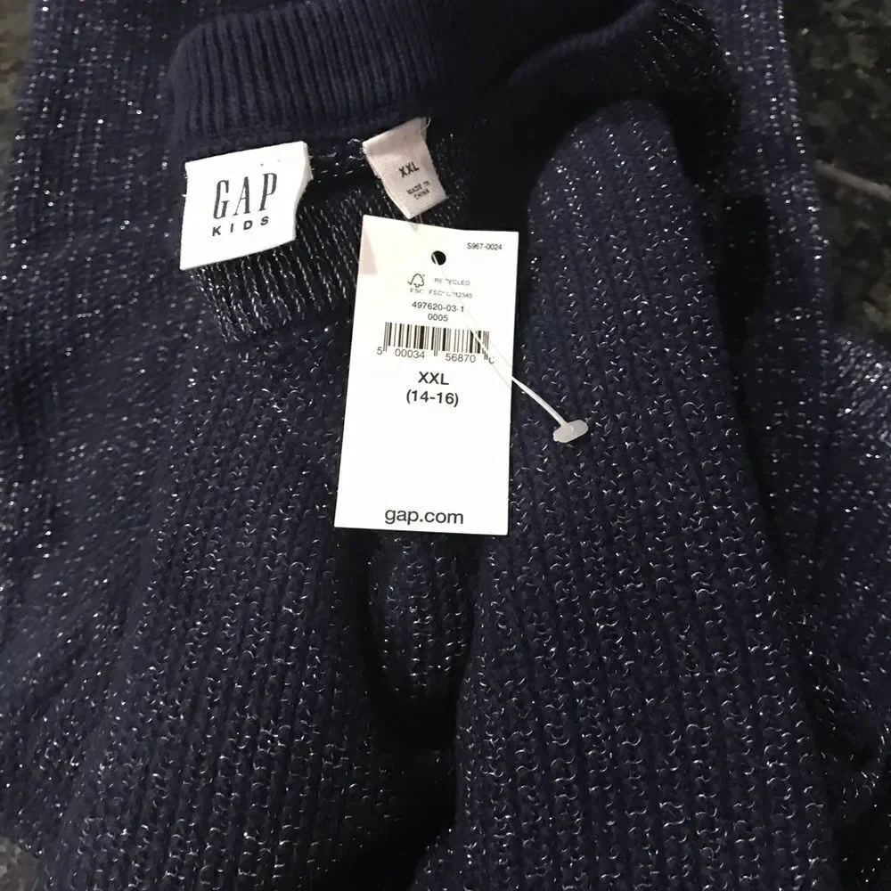 New GAP KIDS Navy Metallic Sparkle Sweater xxl
